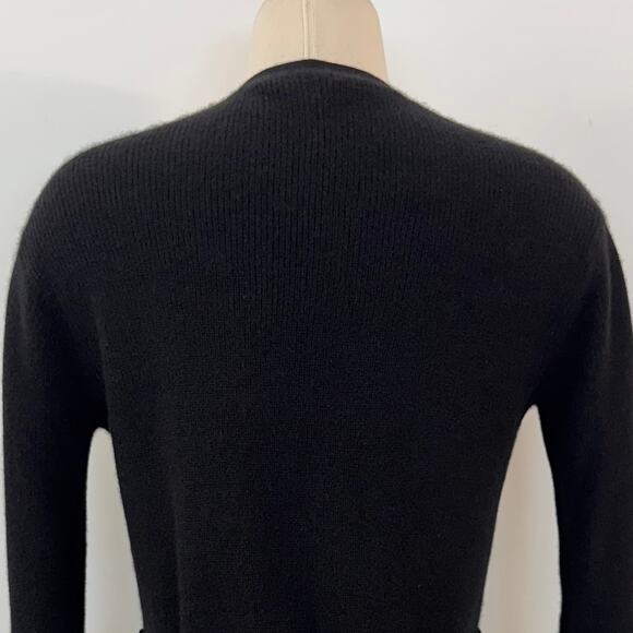 Theory Cashmere Tie Front Cardigan Feather Soft Black Tunic Sweater Size M - Picture 8 of 12